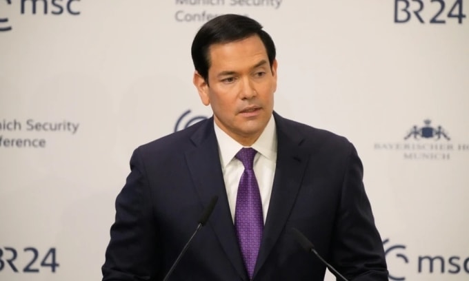 Ngoại trưởng Mỹ Marco Rubio phát biểu tại Hội nghị An ninh Munich ngày 14/2. Ảnh: AFP