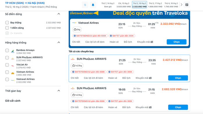 Giá vé máy bay Tết từ TPHCM đi Hà Nội bất ngờ giảm mạnh dịp 28 tháng Chạp 2026 - Ảnh 4.