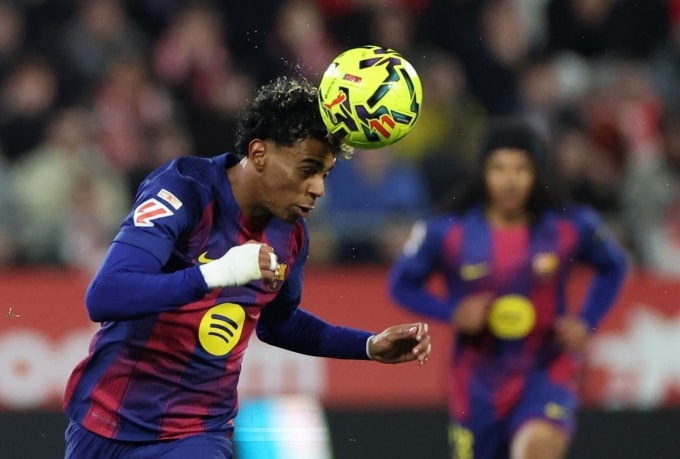 Lamine Yamal trong trận Barca thua Girona ở vòng 24 La Liga trên sân Montilivi, thành phố Girona, xứ Catalonia, Tây Ban Nha tối 16/2/2026. Ảnh: Reuters