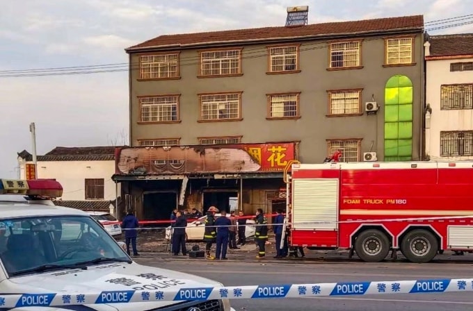 Hiện trường vụ nổ ở cửa hàng pháo hoa tại tỉnh Hồ Bắc ngày 18/2. Ảnh: 163.com