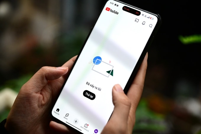 YouTube gặp sự cố không thể truy cập, sáng 18/2. Ảnh: Trọng Đạt
