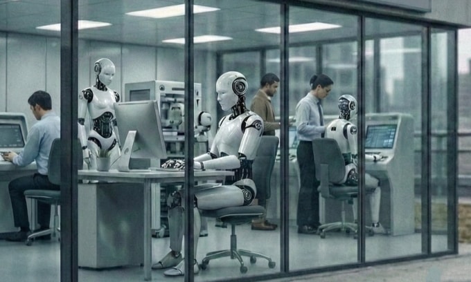 Minh họa thị trường việc làm sẽ bị AI tác động sâu rộng trong năm 2026. Ảnh: ChatGPT