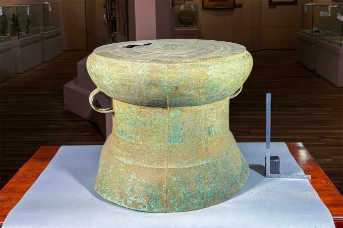 Trống đồng Làng Vạc vừa được công nhận bảo vật quốc gia là hiện vật độc bản. Ảnh: Ánh Tuyết