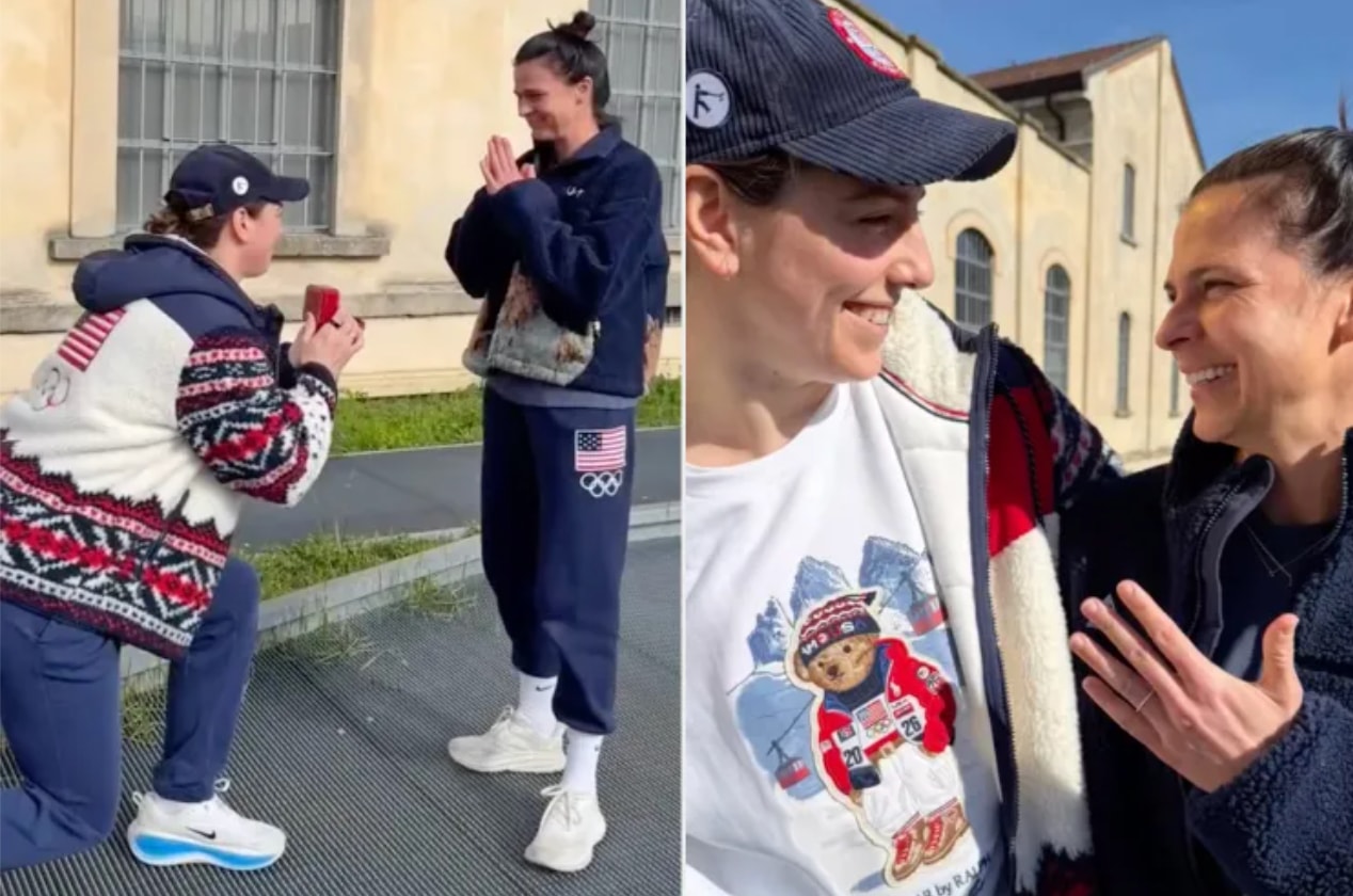 Hilary Knight cầu hôn vận động viên trượt băng tốc độ Brittany Bowe. (Nguồn: People)