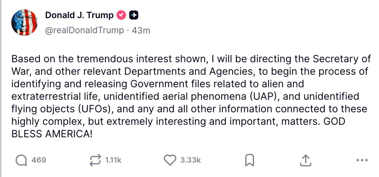 Tổng thống Donald Trump tuyên bố trong một bài đăng trên mạng xã hội Truth Social.