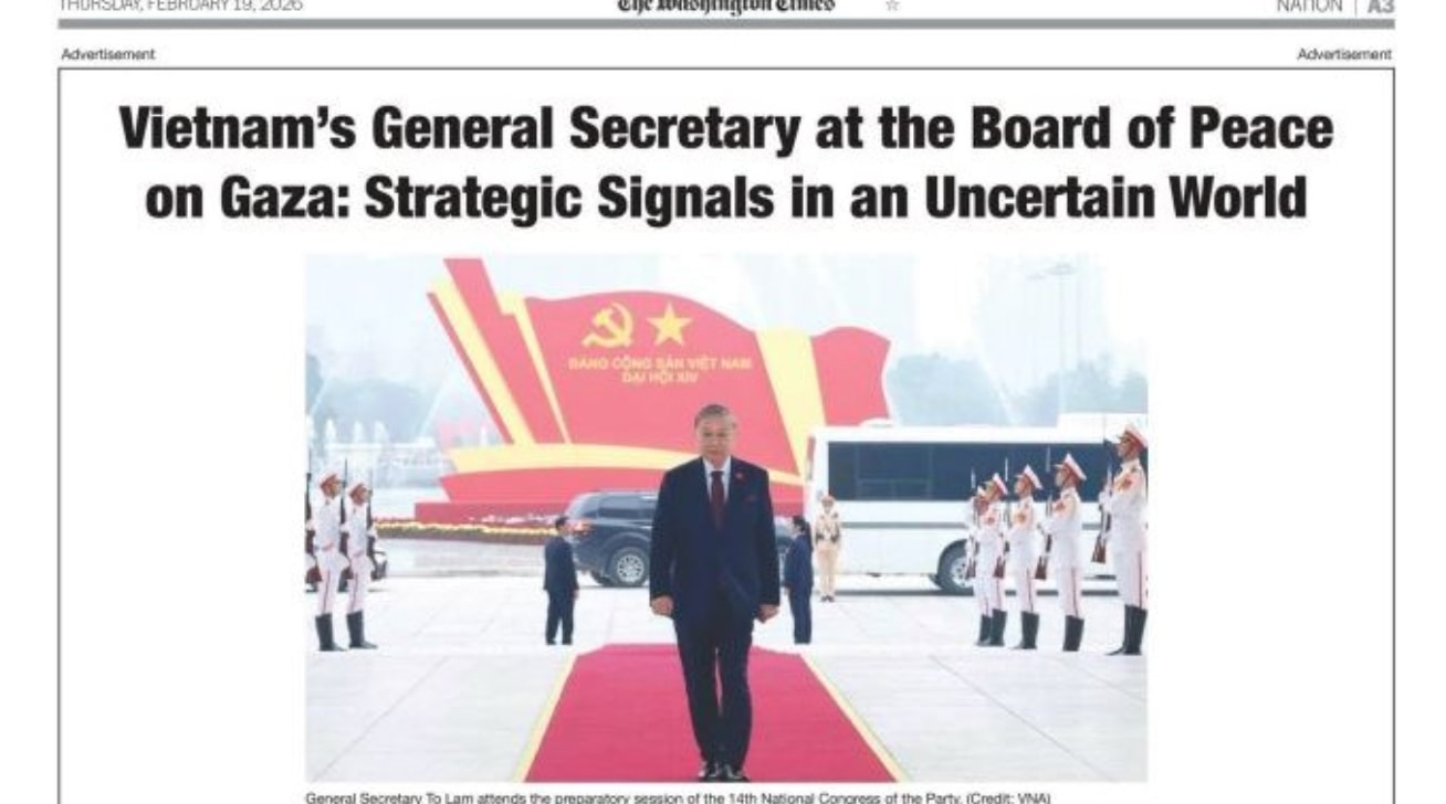 Bài viết đăng trên tờ Thời báo Washington số ra ngày 19/2. (Ảnh: TTXVN)