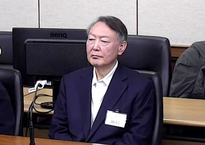 cựu tổng thống Hàn Quốc Yoon Suk-yeol trong phiên xét xử tại