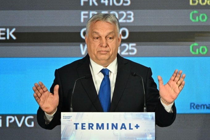 Thủ tướng Hungary Viktor Orban tại sự kiện ở Budapest ngày 20/2. Ảnh: AFP