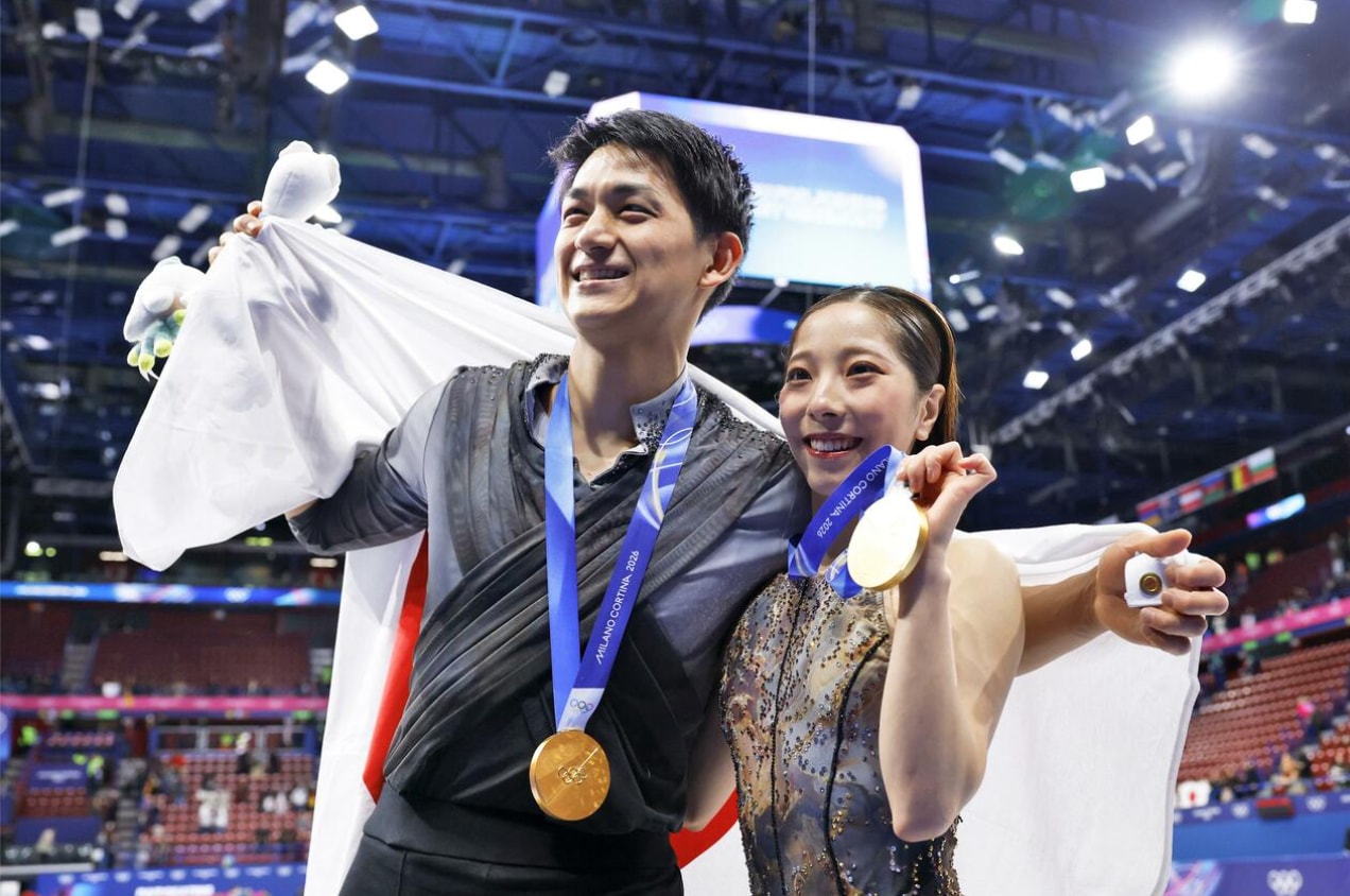Cặp đôi thành công chinh phục tấm HCV. (Nguồn: Kyodo)