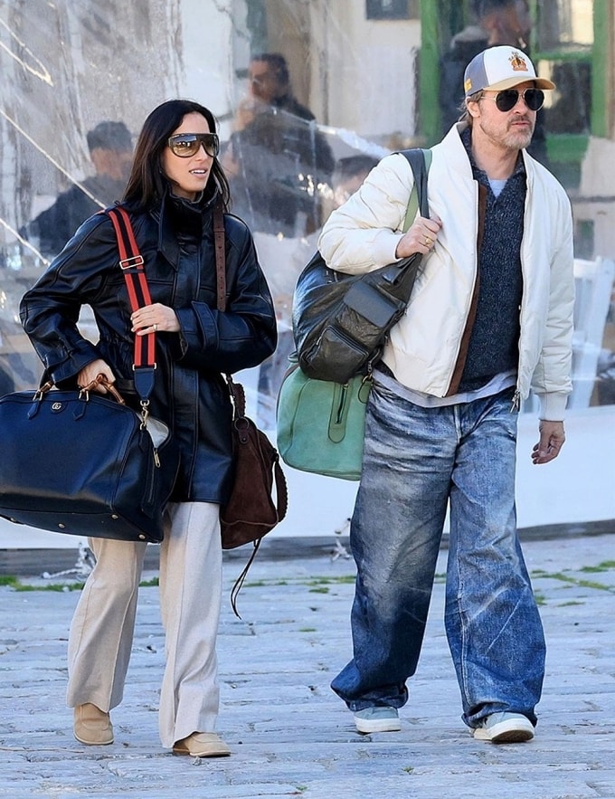 Brad Pitt, 63 tuổi, và bạn gái 34 tuổi trên đường đến địa điểm ghi hình. Ảnh: Backgrid