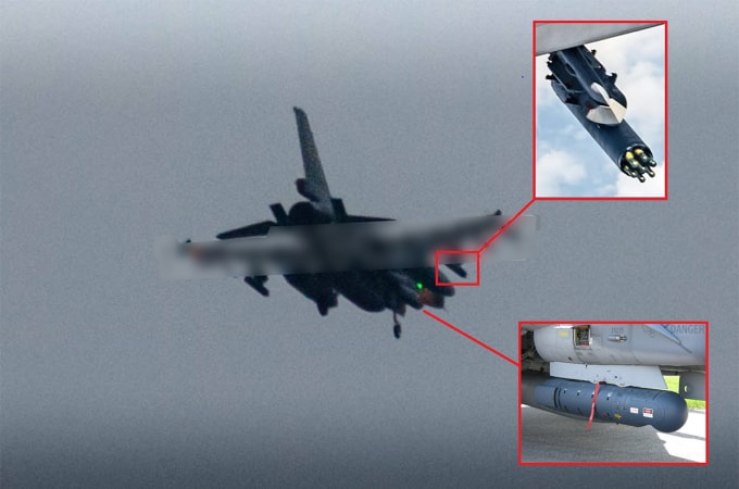 Tiêm kích F-16 Ukraine mang cụm ống phóng của APKWS II trong ảnh chụp tháng 12/2025. Ảnh: X/OSINT Technical