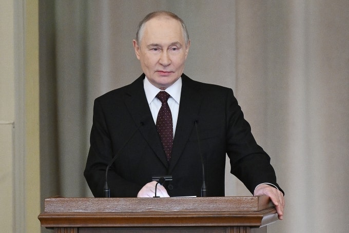 Tổng thống Vladimir Putin phát biểu tại một sự kiện ở Moskva ngày 19/2. Ảnh: AFP