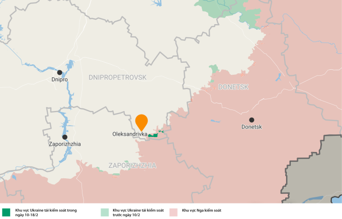 Cục diện chiến sự gần khu dân cư Oleksandrivka. Đồ họa: Euromaidan Press