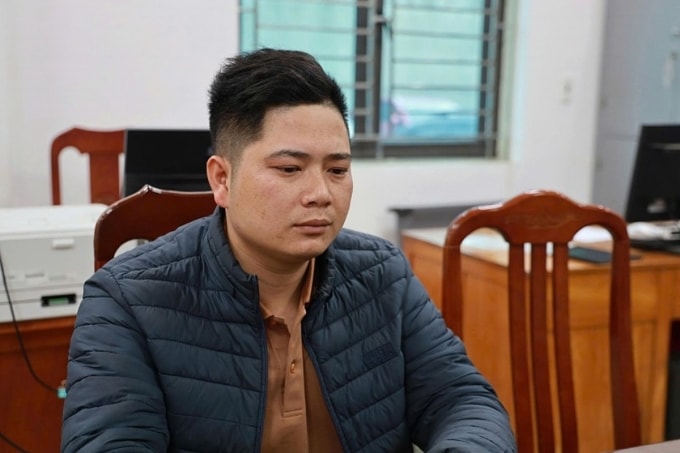 Triệu Văn Nội tại cơ quan điều tra. Ảnh: Công an cung cấp