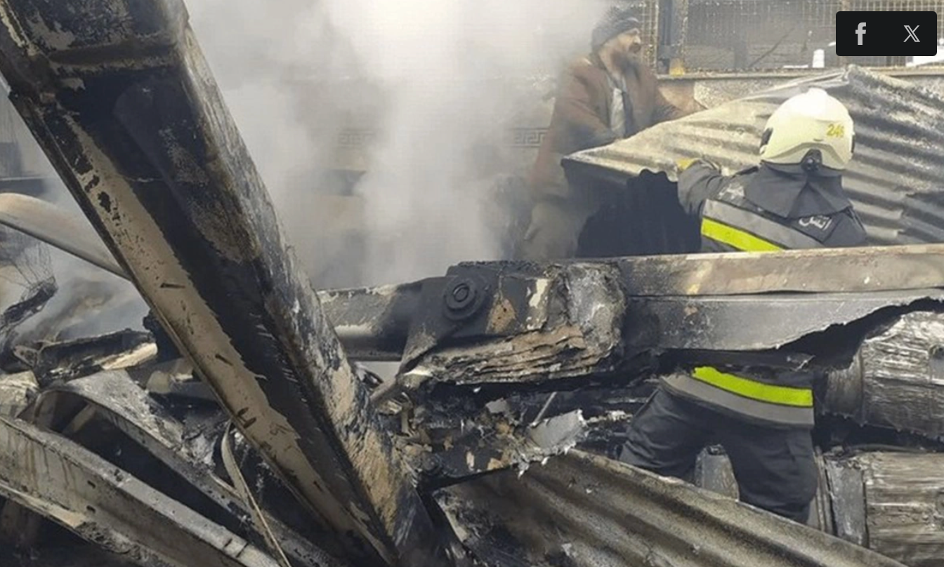 Hiện trường vụ rơi trực thăng tại tỉnh Isfahan của Iran hôm 24/2. (Ảnh: Tasnim)