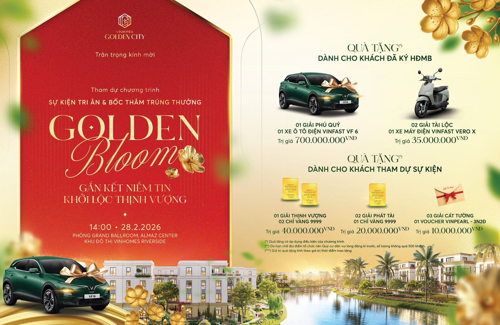 The Golden Bloom sẽ tiếp tục “thắp lửa” cho Vinhomes Golden City bằng những phần quà hấp dẫn.