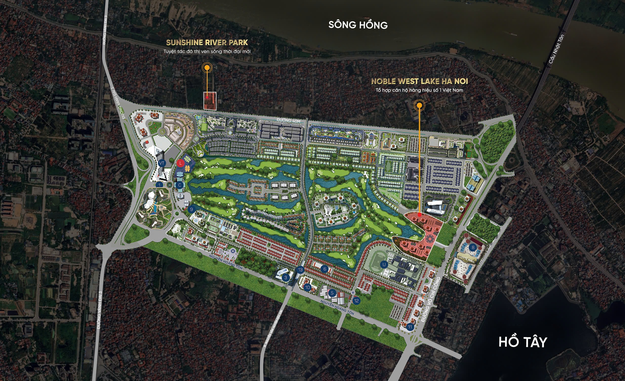 Noble West Lake Ha Noi được phát triển với quy mô 12 tòa tháp cao 40 tầng, cung ứng 2.060 căn hộ hàng hiệu trên quỹ đất gần 6ha, với định hướng trở thành tổ hợp hàng hiệu (Branded Residences) số 1 Việt Nam.