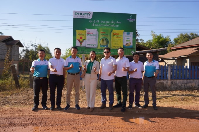 Đoàn công tác tại vùng trồng mía Attapeu. Ảnh: Phú Mỹ