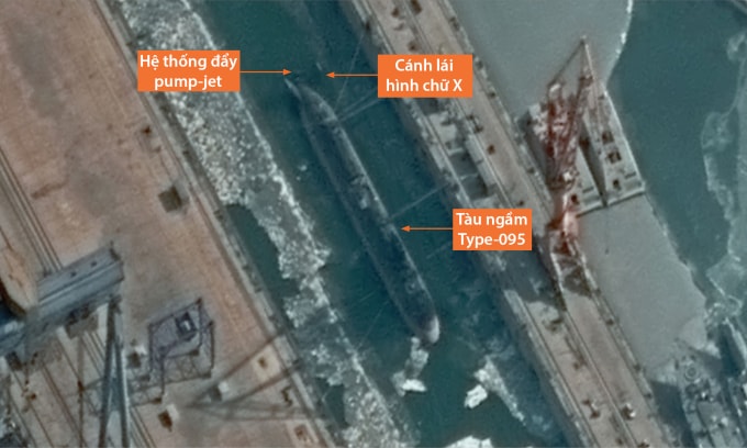 Tàu ngầm lớp Type-095 trong ảnh chụp máy đóng tàu Bột Hải ở tỉnh Liêu Ninh, Trung Quốc ngày 9/2. Ảnh: Vantor