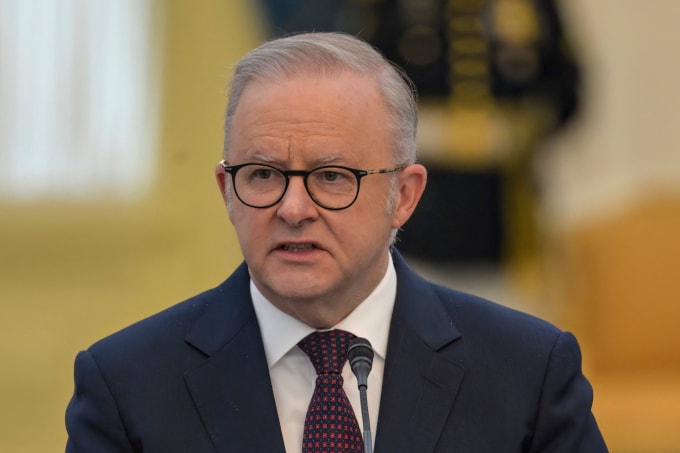 Thủ tướng Australia Anthony Albanese tại Jakarta ngày 6/2. Ảnh: AFP