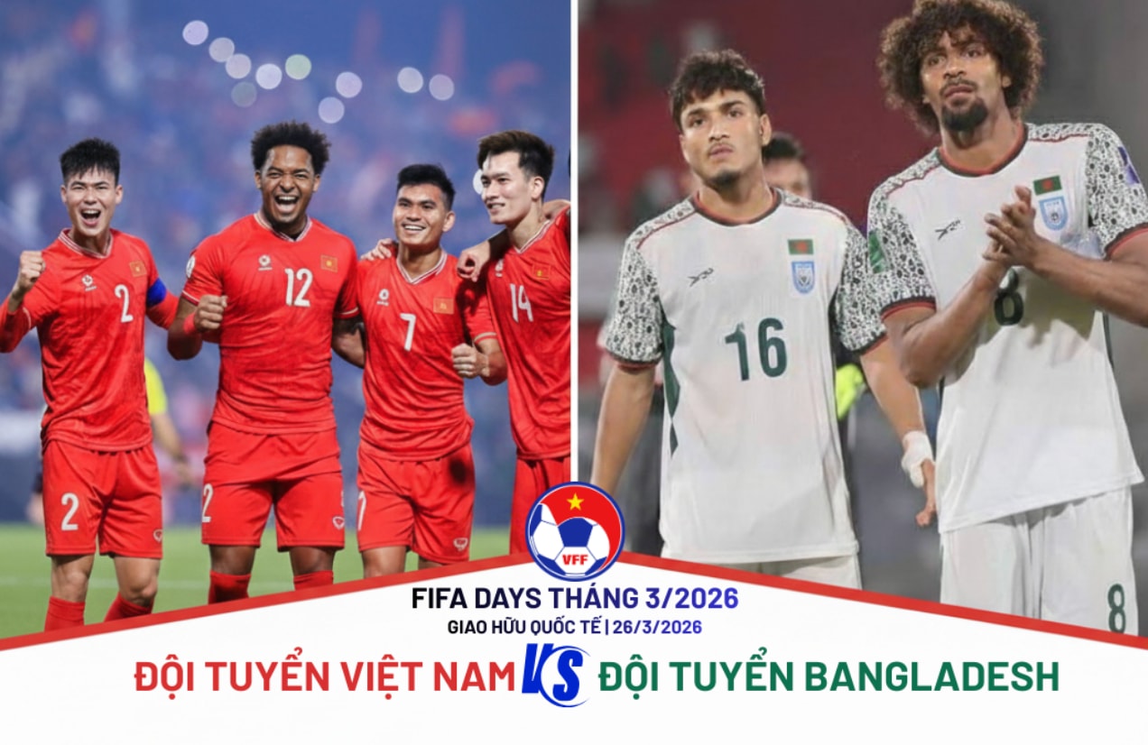 Đội tuyển Việt Nam thi đấu giao hữu FIFA Days với Bangladesh. (Nguồn: VFF)