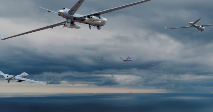 Mô phỏng UAV MQ-9B mang tên lửa hành trình tầm xa. Đồ họa: GA-ASI