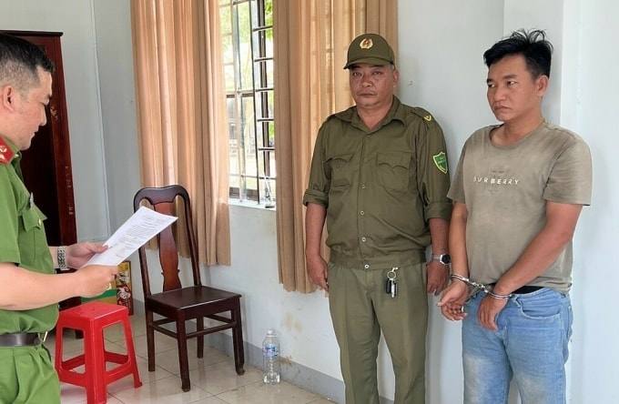 Cường bị bắt giữ sau khi gây án. Ảnh: Thái Hà