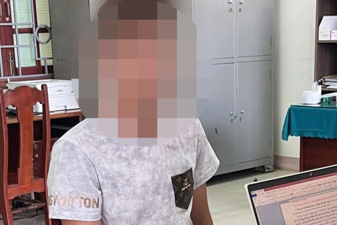 Nam thanh niên tại cơ quan công an. Ảnh: Thành Huynh