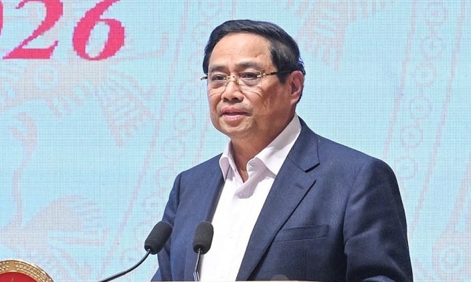 Thủ tướng Phạm Minh Chính phát biểu chiều 25/2. Ảnh: Nhật Bắc