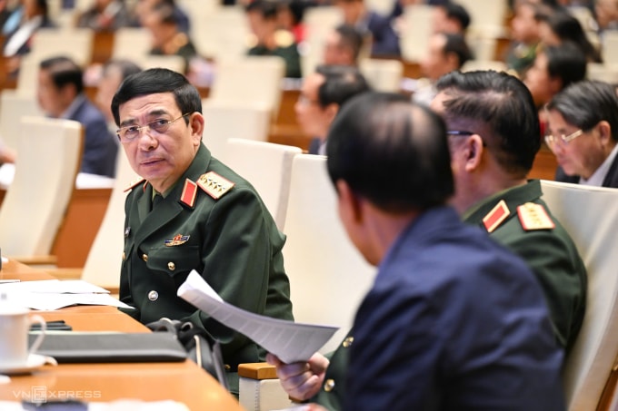 Đại tướng Phan Văn Giang, Bộ trưởng Quốc phòng, tại hội nghị.