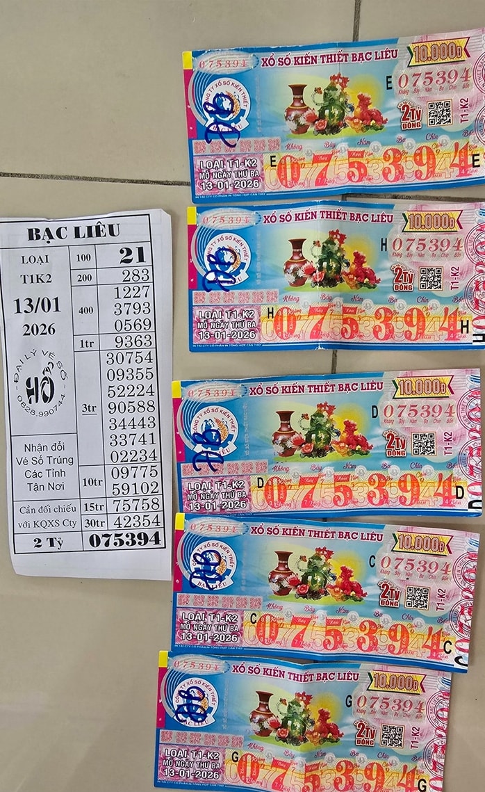 Đại lý vé số Hổ liên tục trúng độc đắc Xổ số miền Nam Bạc Liêu 2026 - Ảnh 3. Đại lý vé số Hổ liên tục trúng độc đắc Xổ số miền Nam Bạc Liêu 2026 - Ảnh 3.
