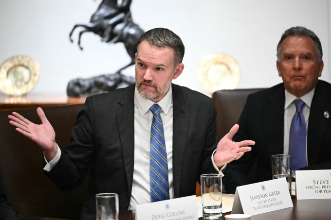 Trưởng đại diện Thương mại Mỹ Jamieson Greer tại Nhà Trắng ngày 26/8/2025. Ảnh: AFP