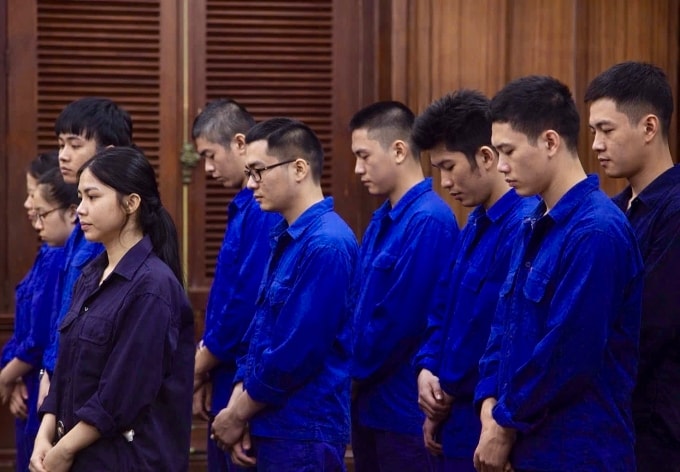 Các bị cáo tại tòa hôm nay. Ảnh: Hải Duyên