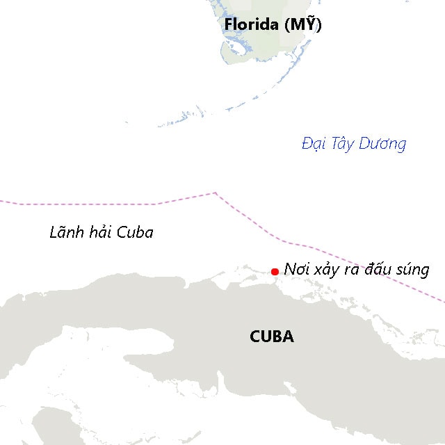 Vị trí nơi xảy ra đấu súng. Nguồn: Bộ Nội vụ Cuba