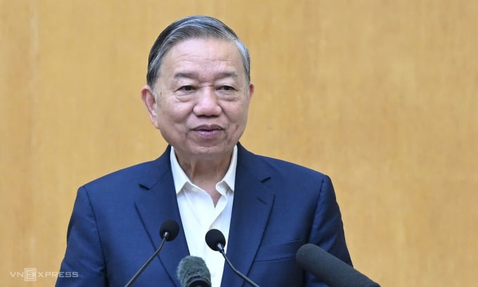 Tổng Bí thư Tô Lâm tại Hội nghị tiếp xúc giữa cử tri với người ứng cử đại biểu Quốc hội khóa 16, sáng 26/2. Ảnh: Giang Huy