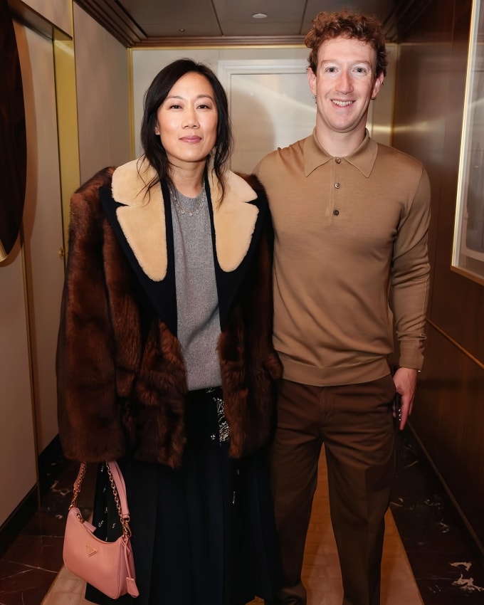 Vợ chồng tỷ phú Mark Zuckerberg đến dự show Prada. Ảnh: Instagram Mark Zuckerberg