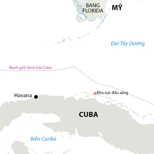 Vị trí xảy ra đấu súng ngày 25/2. Nguồn: Bộ Nội vụ Cuba