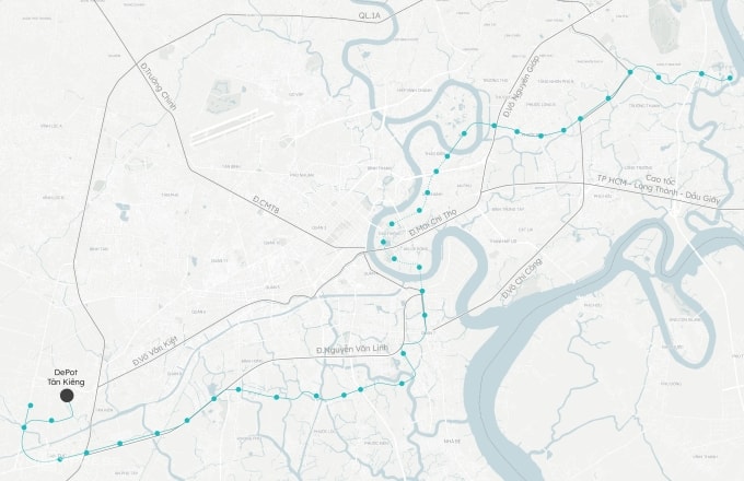Hướng tuyến metro số 7 theo quy hoạch trước đây. Đồ họa: Hoàng Khánh