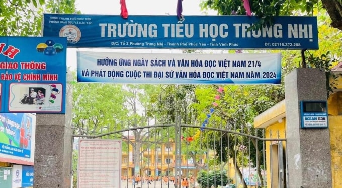 Trường Tiểu học Trưng Nhị ở thành phố Phúc Yên, tỉnh Vĩnh Phúc cũ, nay là phường Phúc Yên, tỉnh Phú Thọ. Ảnh: Fanpage trường