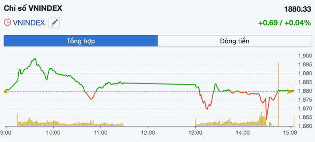 VN-Index rung lắc mạnh phiên cuối tuần, giữ mốc 1.880 điểm nhờ lực đỡ trụ - Ảnh 1.