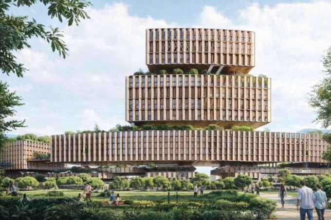 Một phối cảnh Trung tâm chính trị, hành chính tập trung được đề xuất. Ảnh: Trung tâm Nghiên cứu kiến trúc TP HCM