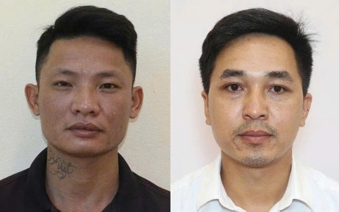 Đoàn Văn Hòa, Nguyễn Đức Xuân tại cơ quan điều tra. Ảnh: Công an cung cấp
