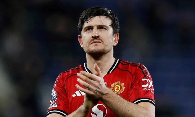 Harry Maguire sau trận Man Utd thắng Everton trên sân Hill Dickinson, thành phố Liverpool, Vương quốc Anh tối 23/2/2026. Ảnh: Reuters