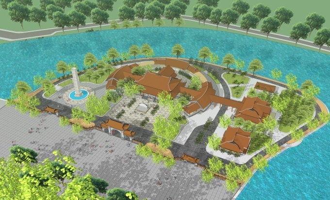 Phối cảnh Đền tưởng niệm Anh hùng liệt sĩ và người có công tỉnh tại phường An Xuyên. Ảnh: UBND tỉnh Cà Mau