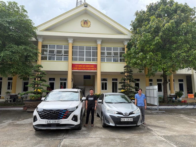 Nghi phạm cùng 2 ôtô là phương tiện gây án. Ảnh: Nam An