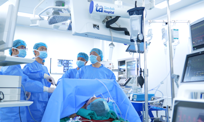 Phẫu thuật cắt khối tá tụy (Whipple) cho người bệnh ung thư tụy. Ảnh: Bệnh viện Đa khoa Tâm Anh