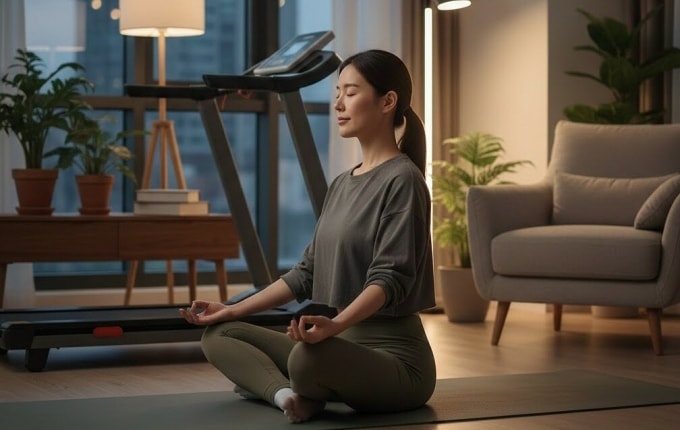 Tập thể thao nhẹ nhàng vào buổi tối giúp thư giãn và ngủ ngon hơn. Ảnh được tạo bởi AI