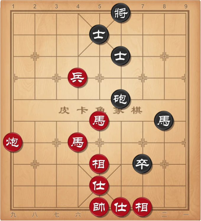 Thế cờ sau nước mã 6 thoái 8 của Đức Toàn (quân đen), dù ban đầu anh đi mã 6 thoái 4.