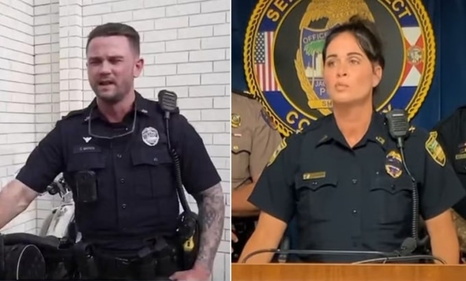 Christian Madsen (trái) và cấp trên - Jaime Eason. Ảnh: News4JAX