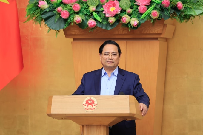 Thủ tướng Phạm Minh Chính phát biểu tại cuộc họp, ngày 4/3. Ảnh: VGP